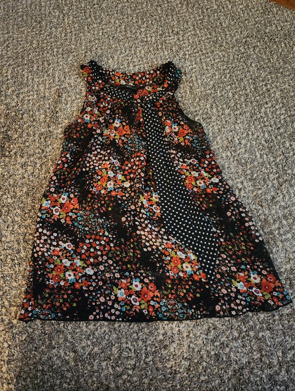 Byline Byer California Floral Polka Dot Sleeveless Blouse Medium